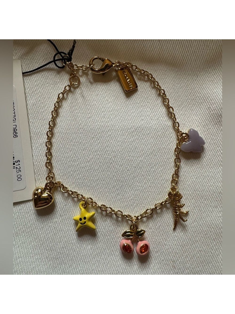Coach - Cherry & Heart Charm Bracelet - NWT Adjustable 6.5” - 7.5” - Picture 2 of 5
